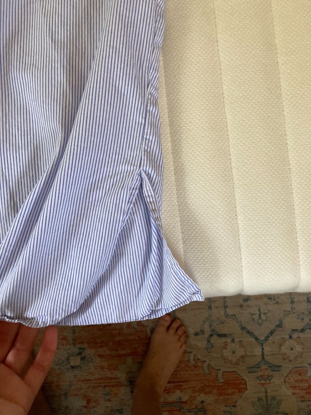 Mango Striped Button Up Blouse, Ruffle Detail, Oversize S - Picture 5 of 5